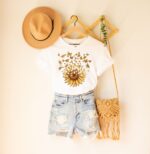 Sunflower Butterfly Shirt, Butterfly Tee, Mothers Day Gift Shirt, Sunflower Shirt, Floral V-Neck, Flowers Gift T-Shirt, Botanical Tee,Flower